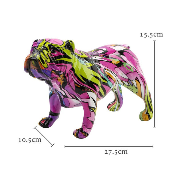 Creative Color Bulldog Chihuahua Dog Statue Figurine Resin Sculpture Home Office Bar Store Decoration Ornament Crafts