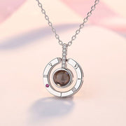 Huitan Hot Sale Round/Heart Pendant Necklace for Women with Unique Projection Function 100 Language "I LOVE YOU" Love Necklaces