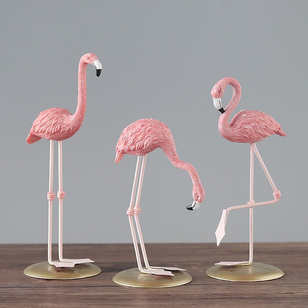 3 Style Resin Flamingo Figurine Modern Simulation Animal Statue For Home Decoration Wedding Party Ornament Valentines Gift