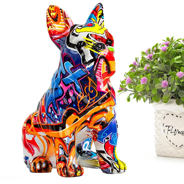 Colorful Dog Statue French Bulldog Home Decorations The Nordic Graffiti Animal Statue Decorative Figurines Gift For Dog Lovers