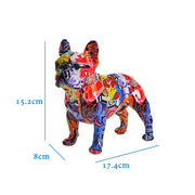 Creative Color Bulldog Chihuahua Dog Statue Figurine Resin Sculpture Home Office Bar Store Decoration Ornament Crafts