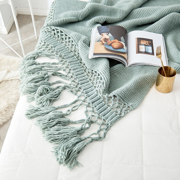 Blankets for Beds Hand-knitted Sofa Blanket Photo Props  Tassel Weighted Blanket Air Conditioning Blanket Chunky Knit Blanket