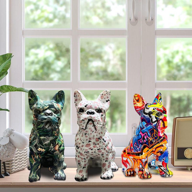 Colorful Dog Statue French Bulldog Home Decorations The Nordic Graffiti Animal Statue Decorative Figurines Gift For Dog Lovers