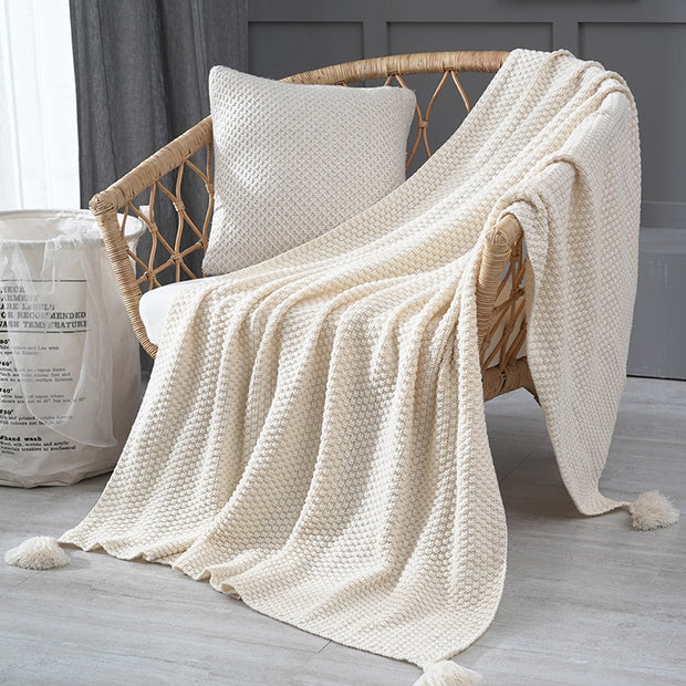 Blankets for Beds Hand-knitted Sofa Blanket Photo Props  Tassel Weighted Blanket Air Conditioning Blanket Chunky Knit Blanket