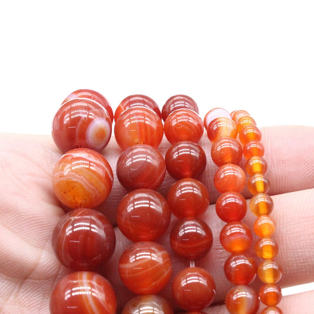 Natural Red Stone Stripes Agates Beads For Jewelry