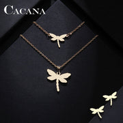 Women Dragonfly Shape Stainless Steel Jewelry Set