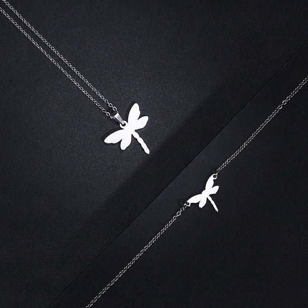 Women Dragonfly Shape Stainless Steel Jewelry Set
