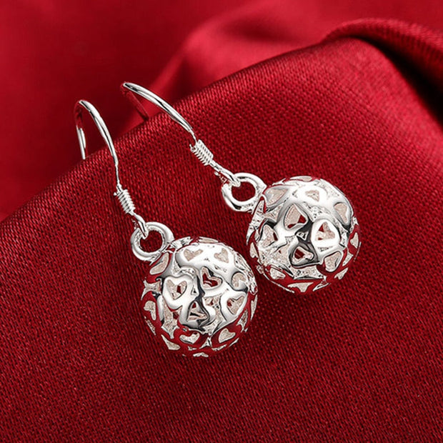 925 Sterling Silver Tassel Balls Drop Earring & Necklace Set