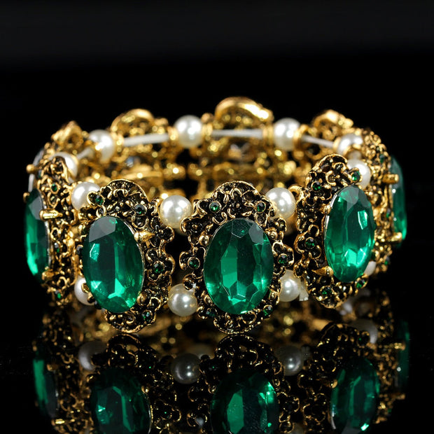 Women Crystal Vintage Bronze Color Jewelry set