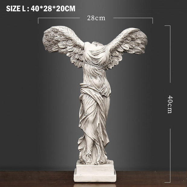 Europe Vintage Abstract Statues Resin Ornaments Home Decoration Victory Goddess Figurine Sculpture Angel Wings Miniature Model