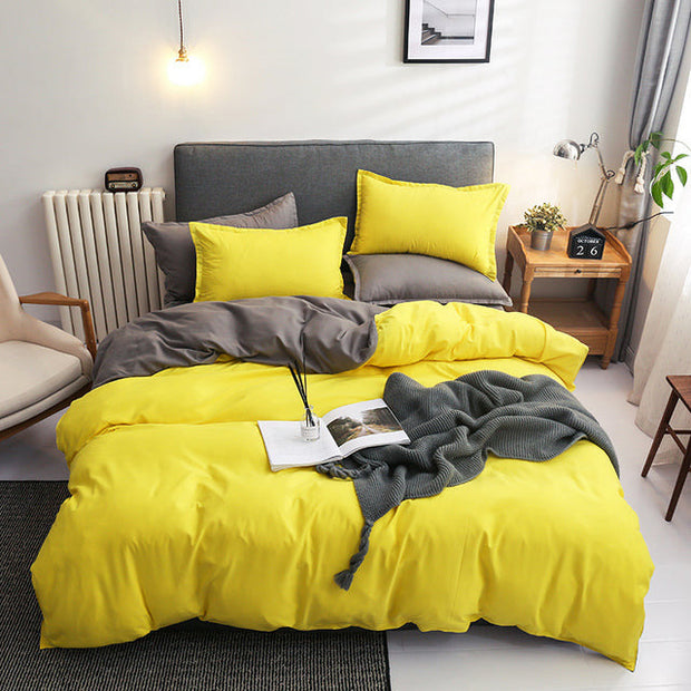 Solid Double Patchwork Duvet Covers Modern Bedclothes Bedding Set 3/4PCS Size Single Double Queen King Yellow Grey Quilt Cover