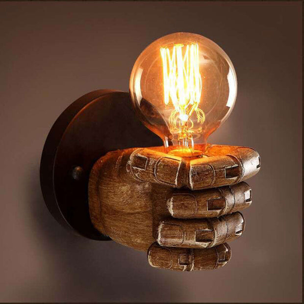 Creative Retro E27 LED Antique Resin Fist Wall Lamp European Style Bar Restaurant Cafe Decorative Wall Light Left And Right Hand