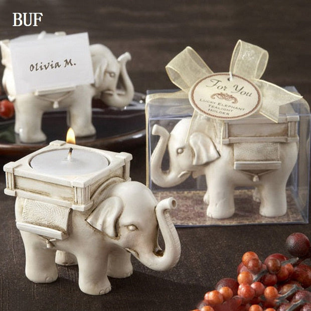 BUF Resin Elephant Statue for Home Decor Creative Animal Candle Holder Desktop Decoration Crafts Ornaments Figurines