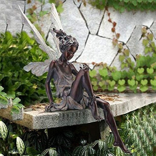 Wonderland Garden Fairy Statue Flower Pixie Fly Wing Family Artificial Elf Resin ornaments Outdoor Angel Girl Figurines Crafts