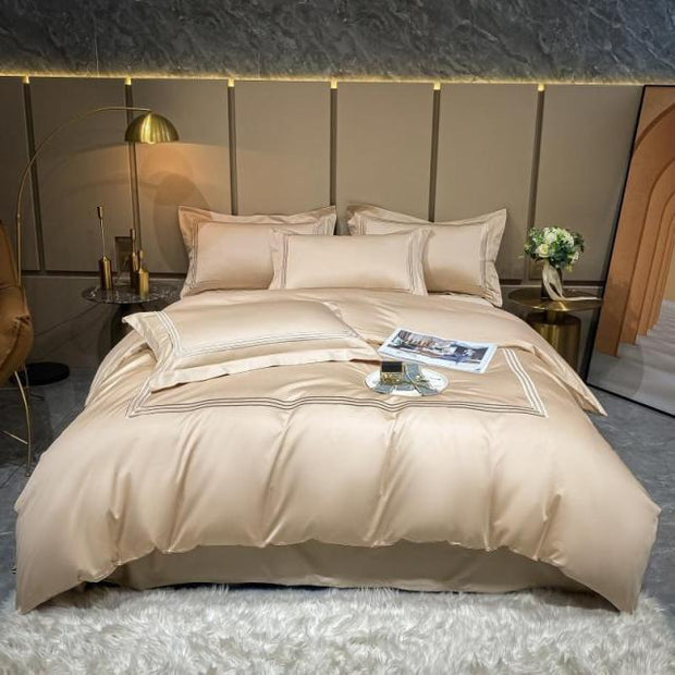 Hotel Collection White Gray Duvet Cover Set Chic Frame Embroidery Luxury Soft  Egyptian Cotton Bedding set Bed Sheet Pillowcases