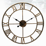 40/45CM Nordic Metal Roman Numeral Wall Clocks Retro Iron Round Face Black Gold Large Outdoor Garden Clock Home Decoration