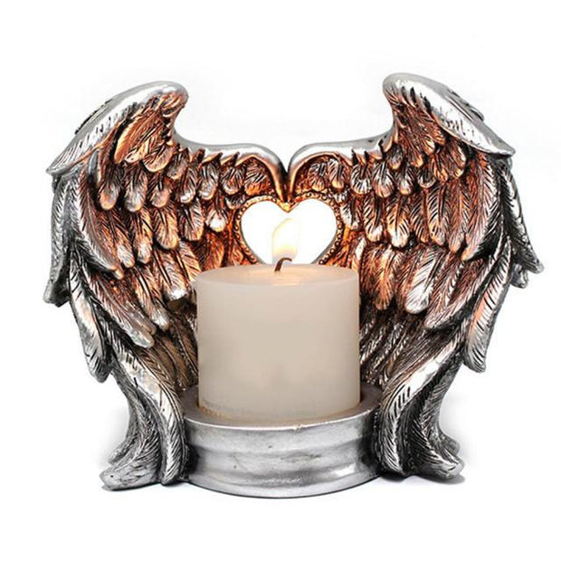 Angel Wings Love Candle Holder Decoration Resin Statue Home Decoration Christ Church Guardian Angel Wings Statue Candle Holder