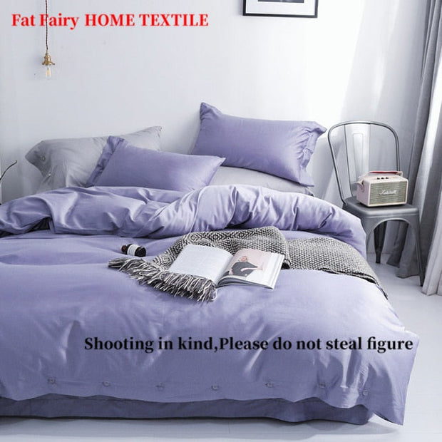 New Luxury Soft Cozy 600TC Egyptian Cotton Solid Color Hotel Style Bedding Set Button Duvet Cover Flat/Fitted Sheet Pillowcases