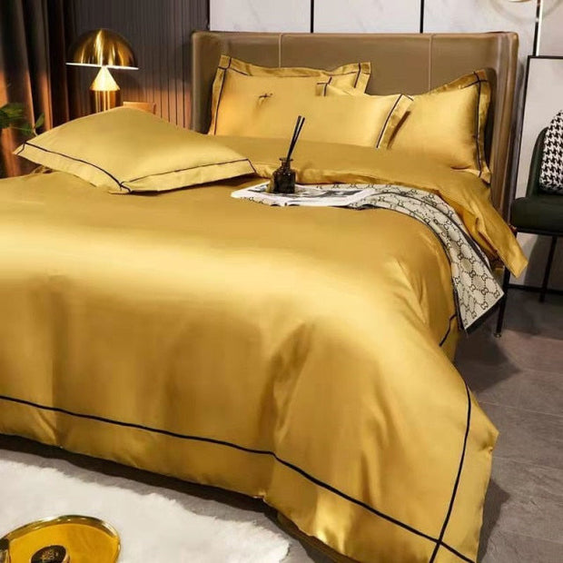 Luxury Bedding Set 100% Cotton Solid Color Embroidered Duvet Cover Sheet Pillowcase Hotel Style Twin Queen King Bed Set