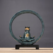 FUN FROG LEARNING YOGA DECORATIVE RESIN SCULPTURE UNIQUE FROG ART HOME FURNISHINGS STATUE
