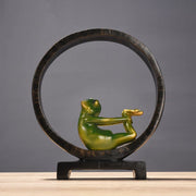 FUN FROG LEARNING YOGA DECORATIVE RESIN SCULPTURE UNIQUE FROG ART HOME FURNISHINGS STATUE