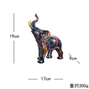 Graffiti Colorful Painting Elephant Sculpture Figurine Art Creative Resin Elephant Statue Crafts Home Porch Desktop Decoration