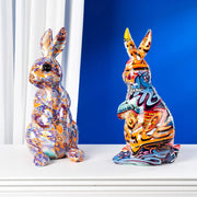 Colorful Graffiti Pet Cat and Dog Statues - Resin Home Decor Ornaments