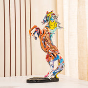 NORTHEUINS Resin Graffiti Art Horse Figurines Painted Colorful Animal Statue Home Living Room Desktop Feng Shui Ornament Decor