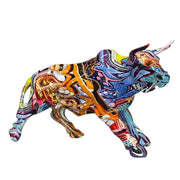 Bull Statue Decoration Creative Graffiti Statue, Resin Colorful Bull Statue Statue, Home Decor, Office Decor, Birthday Gift