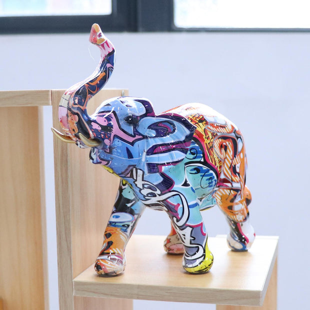 Resin Crafts Elephant Figurine Colorful Aminial Statue Sculpture