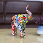 Resin Crafts Elephant Figurine Colorful Aminial Statue Sculpture