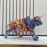 Bull Statue Decoration Creative Graffiti Statue, Resin Colorful Bull Statue Statue, Home Decor, Office Decor, Birthday Gift