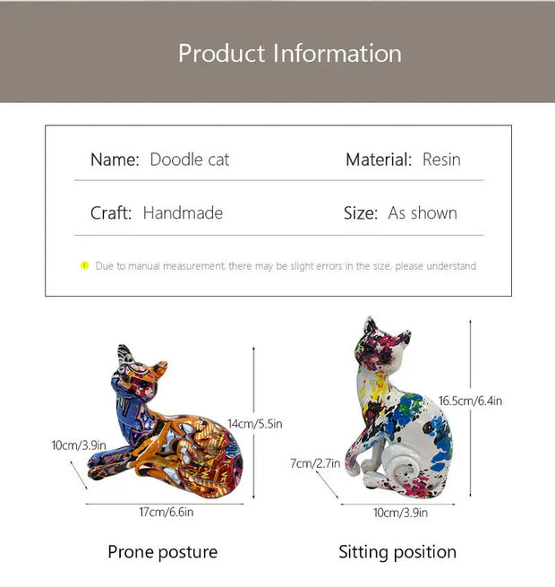 Modern Art Decoration Crafts Colorful Graffiti Cats Ornaments Standing Figurines Statues for Desk Living Room Cabinet