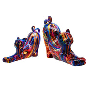 Colorful Art Cat Figure Graffiti Statue Home Wine Cabinet Office Collection Decoration Tabletop Resin Crafts Miniature Statues