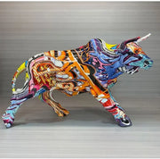 Bull Statue Decoration Creative Graffiti Statue, Resin Colorful Bull Statue Statue, Home Decor, Office Decor, Birthday Gift