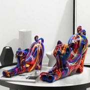 Colorful Art Cat Figure Graffiti Statue Home Wine Cabinet Office Collection Decoration Tabletop Resin Crafts Miniature Statues