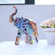 Resin Crafts Elephant Figurine Colorful Aminial Statue Sculpture