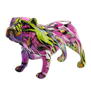 Graffiti Resin Craft Bulldog Figurine Colorful Dog Statue Sculpture Dog Figurines Hand-painted Modern Art Stand Room Home Decor